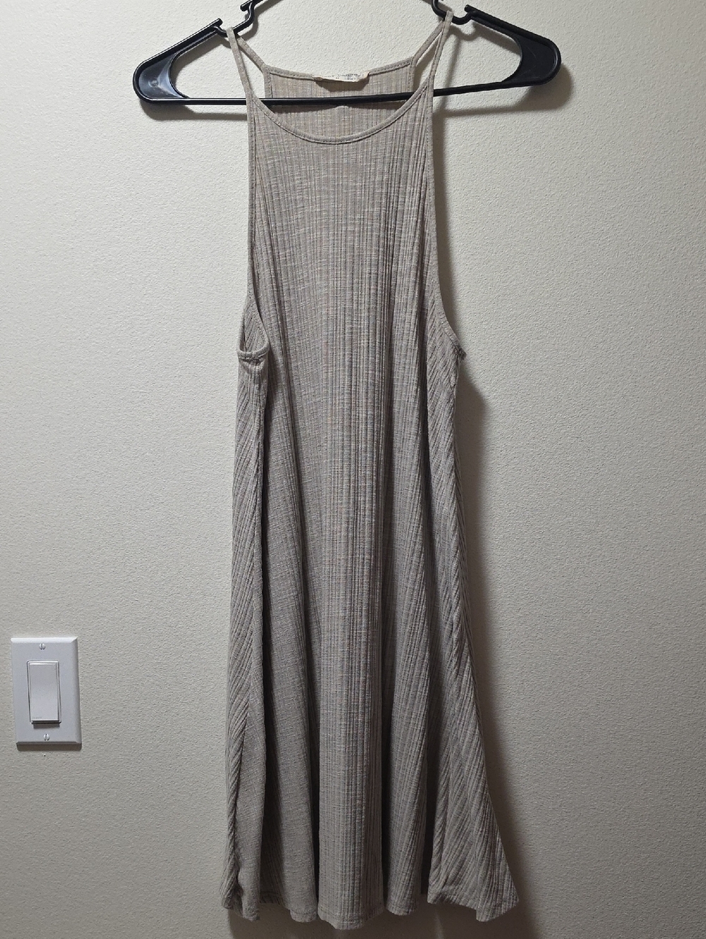 Women's Ribbed Tank Swing Dress in Beige